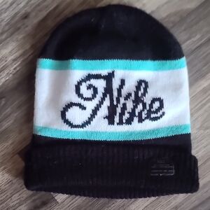 Nike Kids Black, White, and Teal Beanie